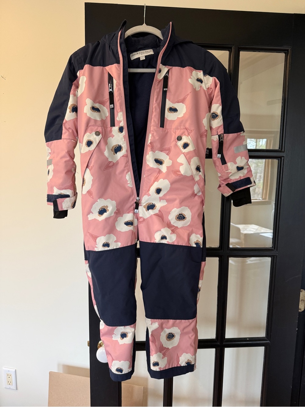 Kids Floral Pink & Navy One-Piece Ski  Snowsuit